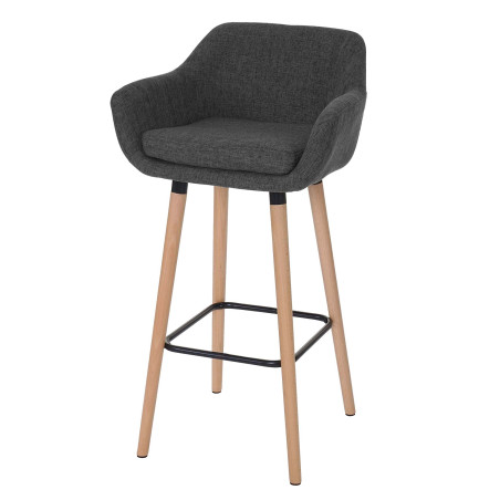 Tabouret de bar Malmö T381, chaise de bar tabouret de comptoir - Textile, gris foncé