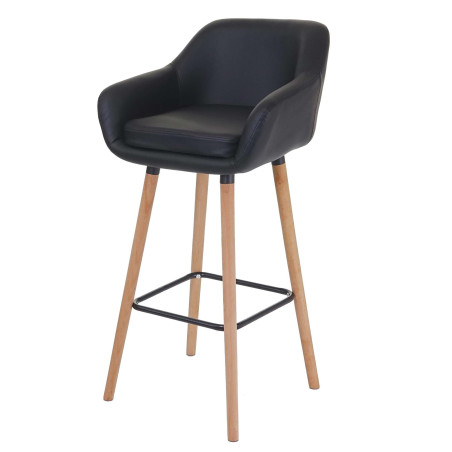 Tabouret de bar Malmö T381, chaise de bar tabouret de comptoir - simili cuir, noir