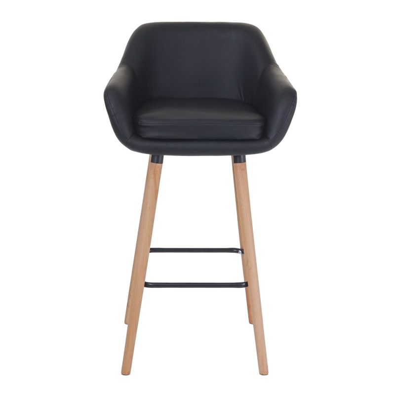 Tabouret de bar Malmö T381, chaise de bar tabouret de comptoir - simili cuir, noir