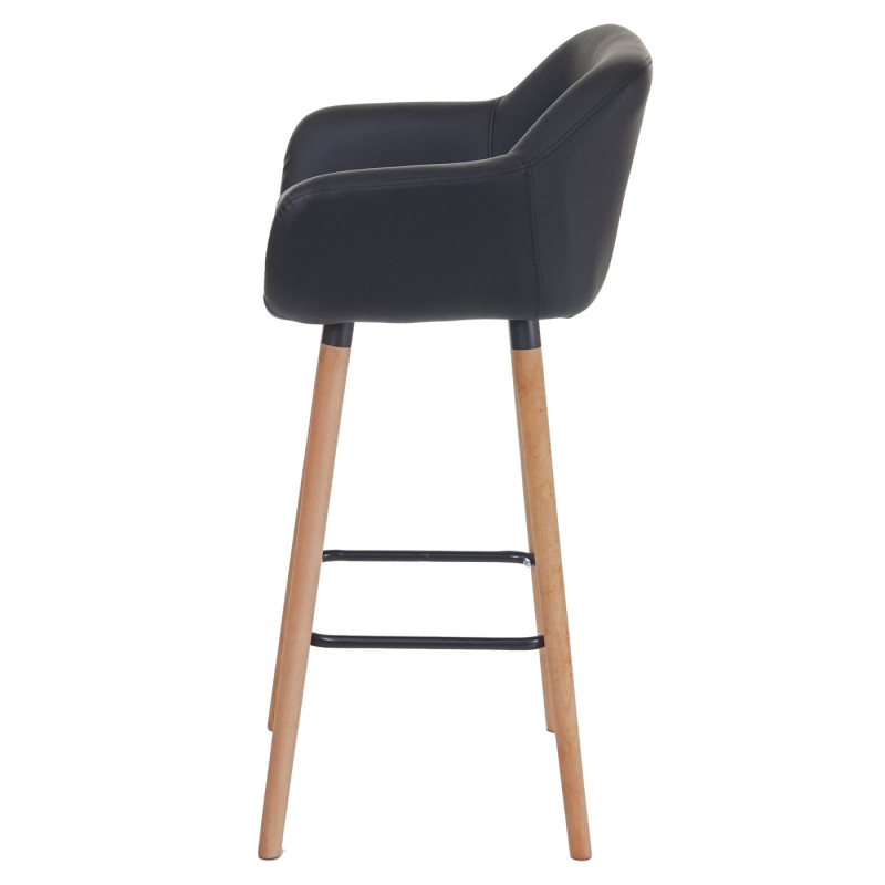 Tabouret de bar Malmö T381, chaise de bar tabouret de comptoir - simili cuir, noir