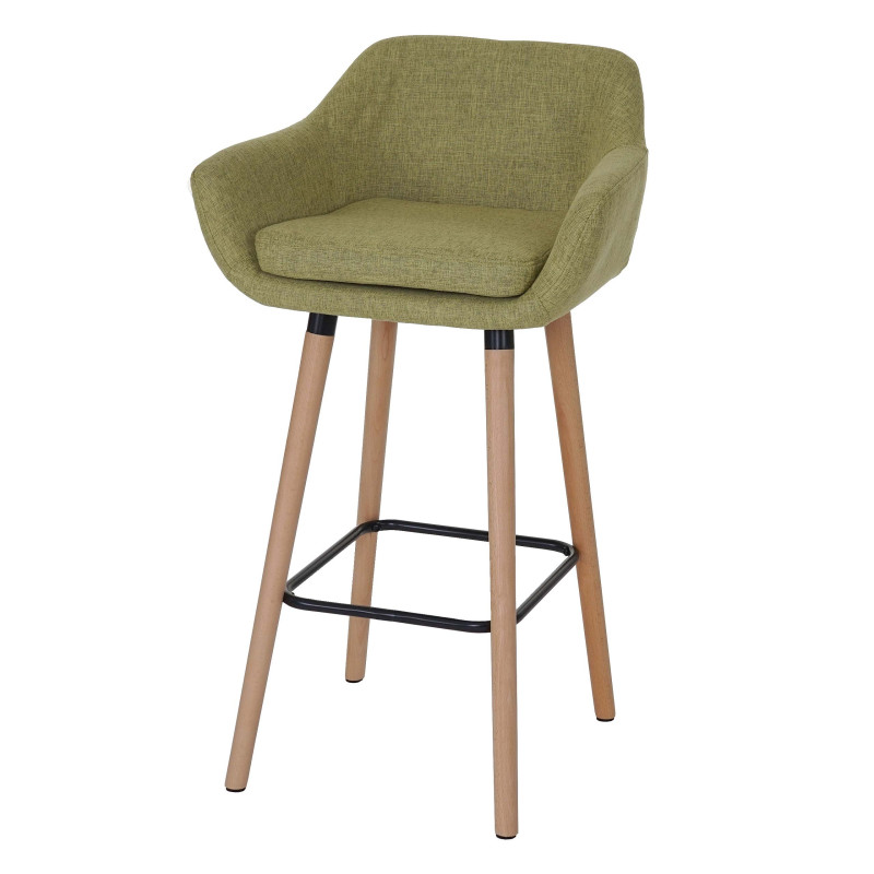 Tabouret de bar Malmö T381, chaise de bar tabouret de comptoir - Textile, vert clair