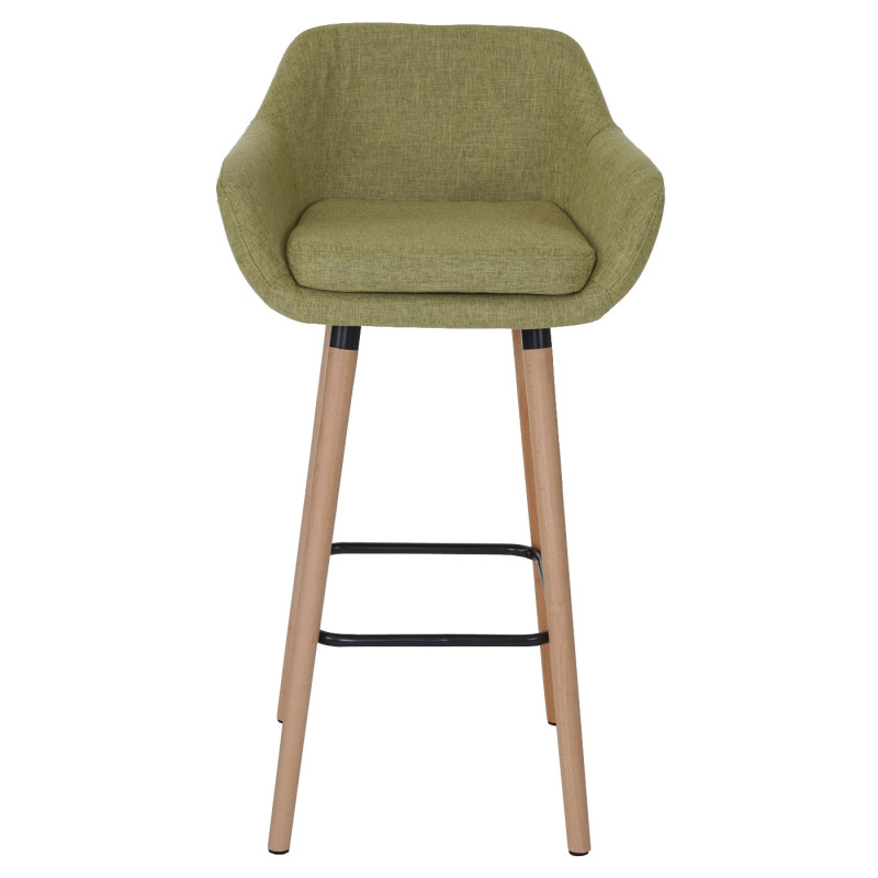 Tabouret de bar Malmö T381, chaise de bar tabouret de comptoir - Textile, vert clair