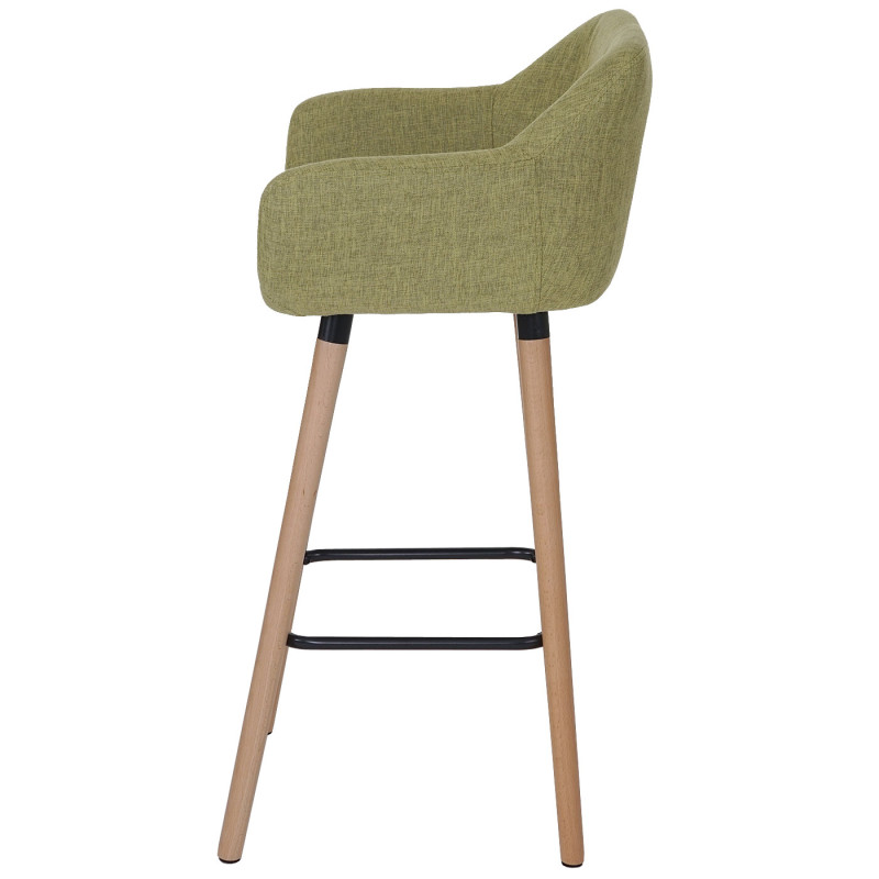 Tabouret de bar Malmö T381, chaise de bar tabouret de comptoir - Textile, vert clair