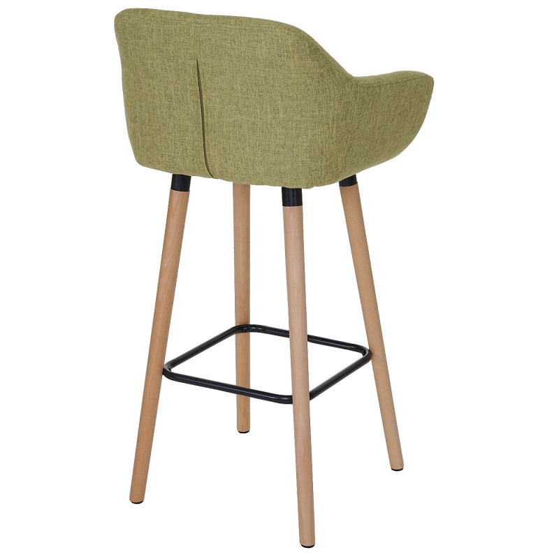 Tabouret de bar Malmö T381, chaise de bar tabouret de comptoir - Textile, vert clair