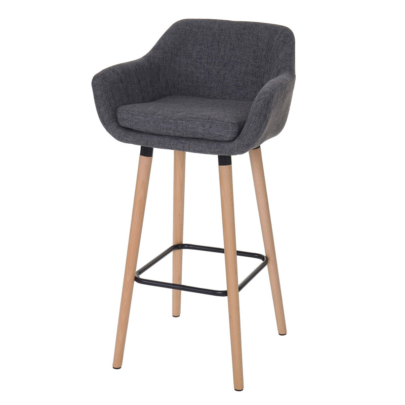 Tabouret de bar Malmö T381, chaise de bar tabouret de comptoir - Textile, gris