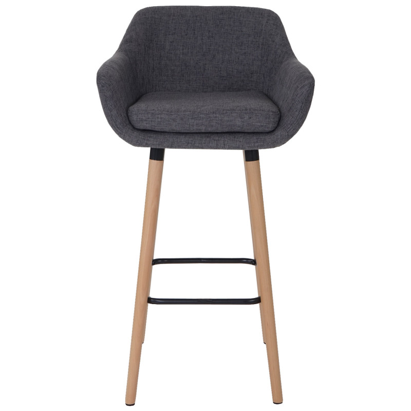 Tabouret de bar Malmö T381, chaise de bar tabouret de comptoir - Textile, gris