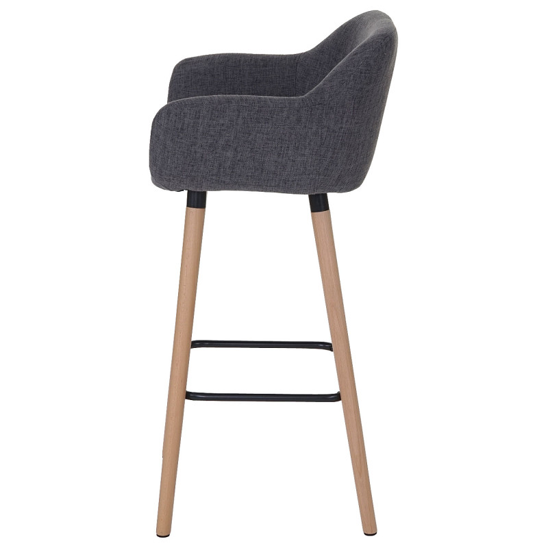 Tabouret de bar Malmö T381, chaise de bar tabouret de comptoir - Textile, gris