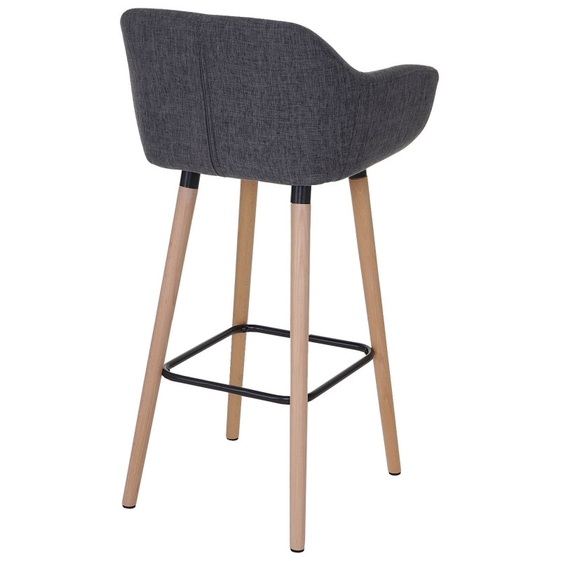 Tabouret de bar Malmö T381, chaise de bar tabouret de comptoir - Textile, gris