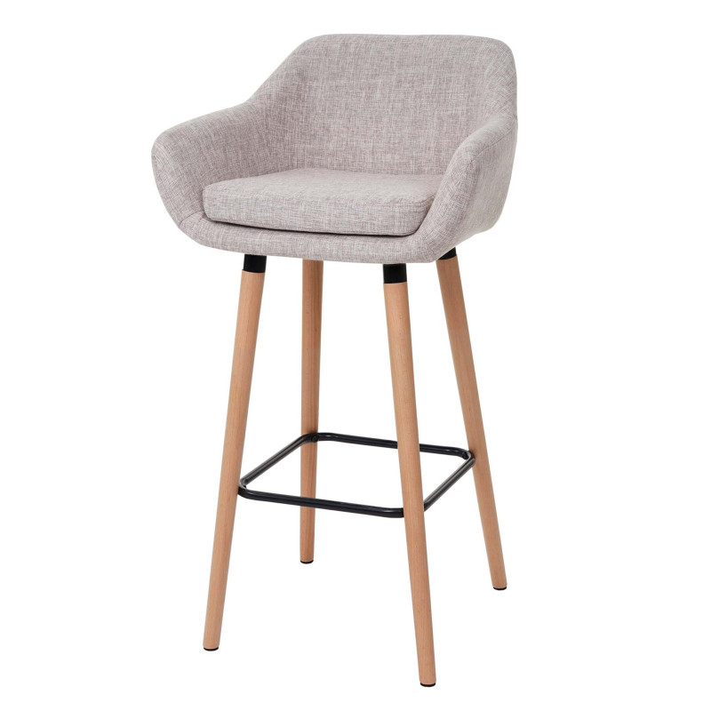 Tabouret de bar Malmö T381, chaise de bar tabouret de comptoir - Textile, gris crème