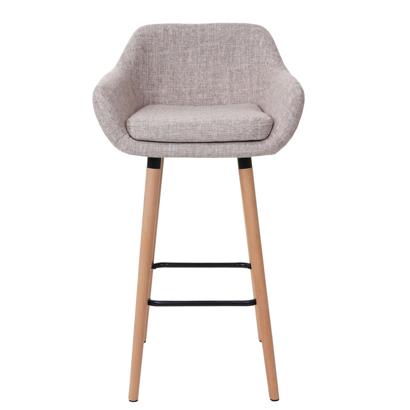 Tabouret de bar Malmö T381, chaise de bar tabouret de comptoir - Textile, gris crème