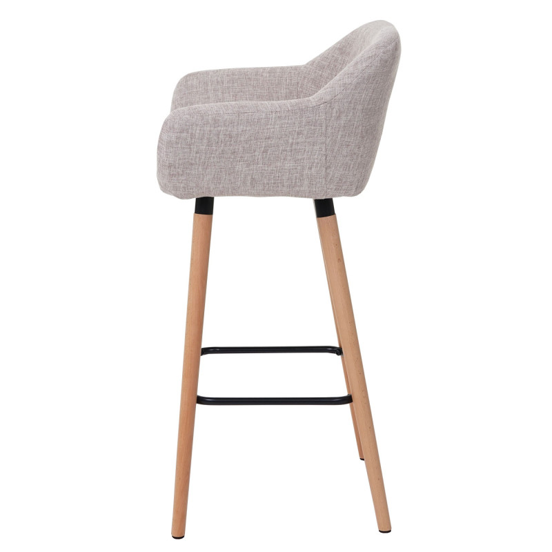 Tabouret de bar Malmö T381, chaise de bar tabouret de comptoir - Textile, gris crème