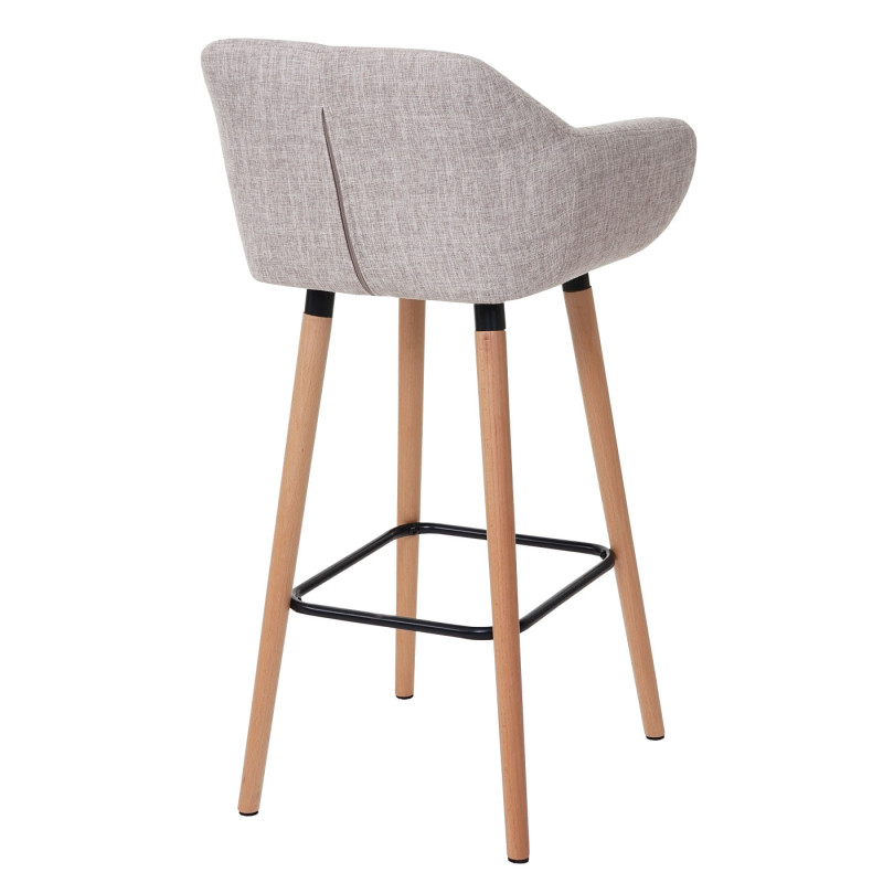 Tabouret de bar Malmö T381, chaise de bar tabouret de comptoir - Textile, gris crème