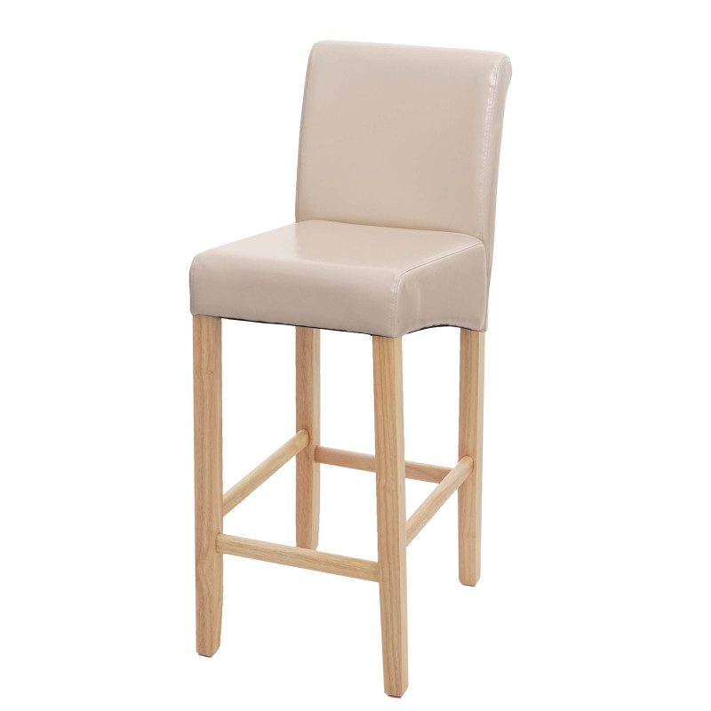 Tabouret de bar chaise de bar tabouret de comptoir, bois - crème, pieds légers, simili cuir