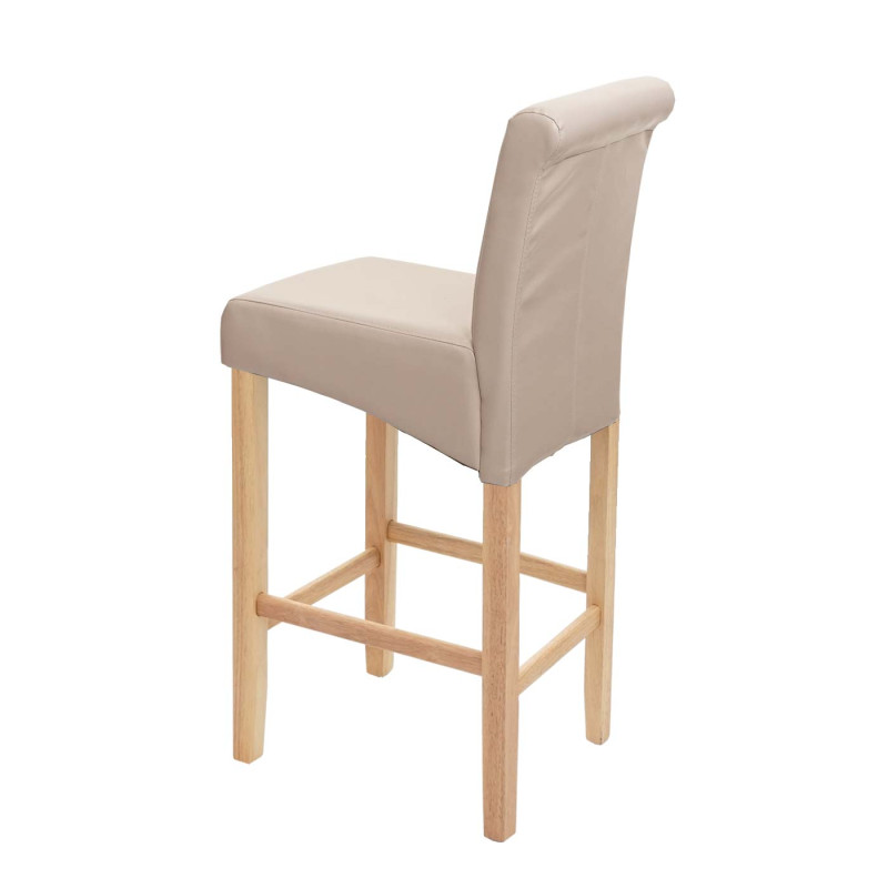 Tabouret de bar chaise de bar tabouret de comptoir, bois - crème, pieds légers, simili cuir