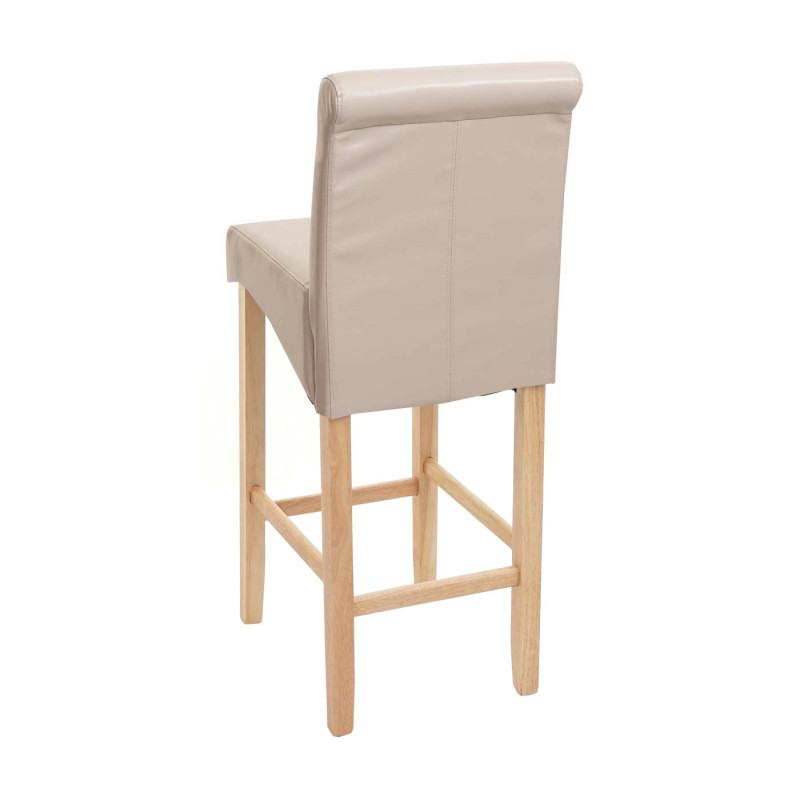 Tabouret de bar chaise de bar tabouret de comptoir, bois - crème, pieds légers, simili cuir