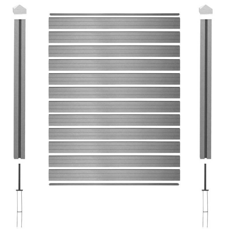 Brise-vue en WPC Sarthe, clôture brise-vent, poteaux en WPC - élément de base, teck 1,95m