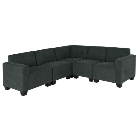 Modular Sofa-System Ensemble de canapés Lyon 5, tissu/textile - gris anthracite