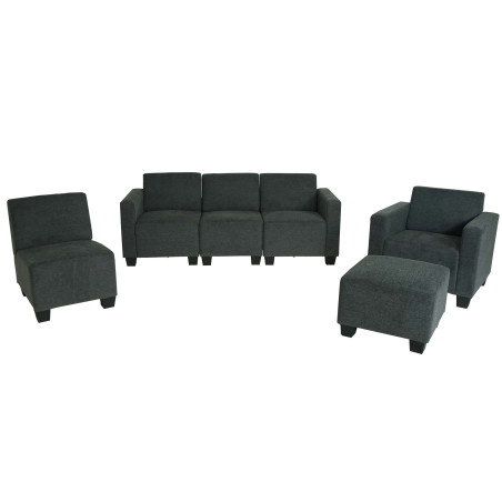 Modular Sofa-System Ensemble de canapés Lyon 3-1-1-1, tissu/textile - gris anthracite