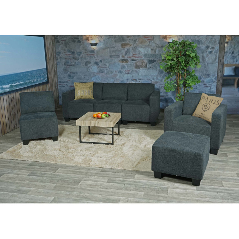 Modular Sofa-System Ensemble de canapés Lyon 3-1-1-1, tissu/textile - gris anthracite