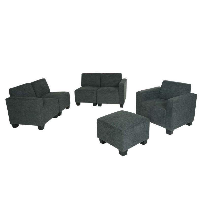 Modular Sofa-System Ensemble de canapés Lyon 3-1-1-1, tissu/textile - gris anthracite