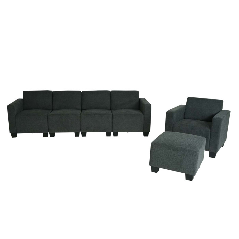 Modular Sofa-System Ensemble de canapés Lyon 3-1-1-1, tissu/textile - gris anthracite