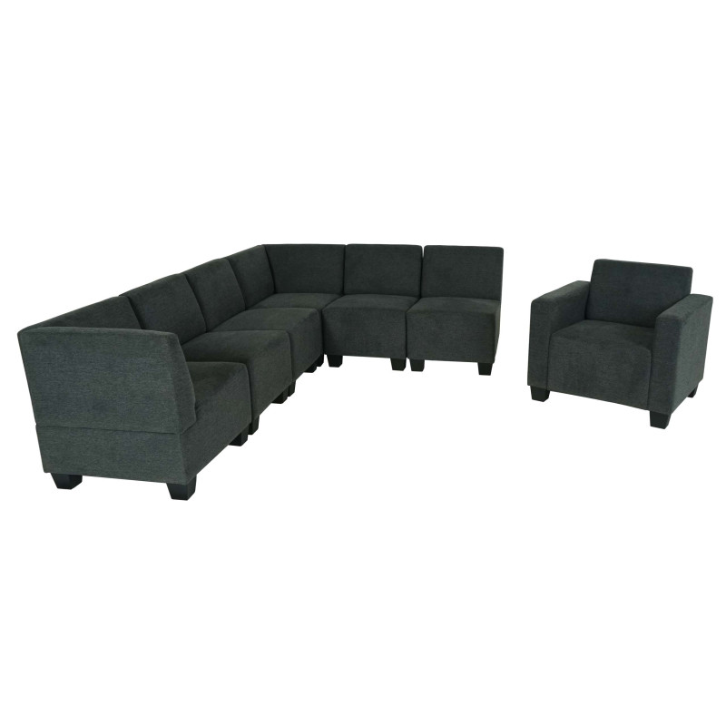 Modular Sofa-System Ensemble de canapés Lyon 6-1, tissu/textile - gris anthracite