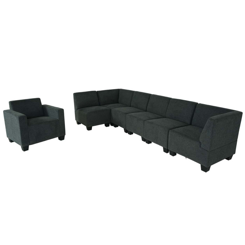 Modular Sofa-System Ensemble de canapés Lyon 6-1, tissu/textile - gris anthracite