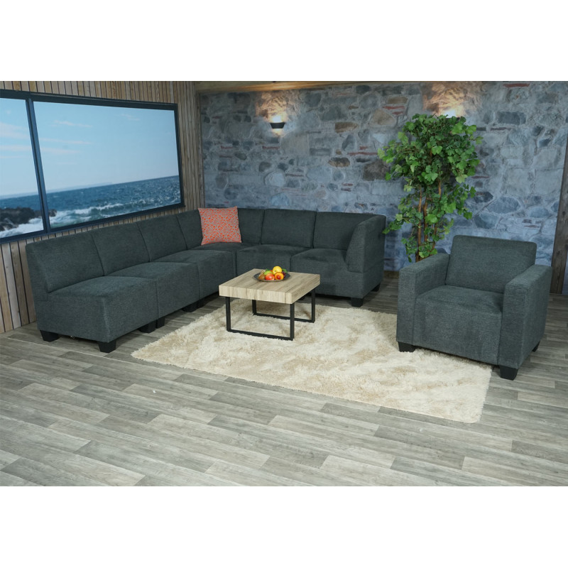 Modular Sofa-System Ensemble de canapés Lyon 6-1, tissu/textile - gris anthracite