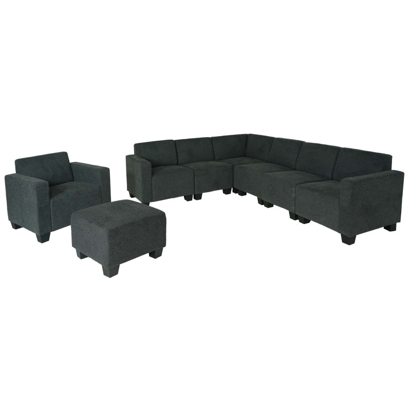 Modular Sofa-System Ensemble de canapés Lyon 6-2, tissu/textile - gris anthracite