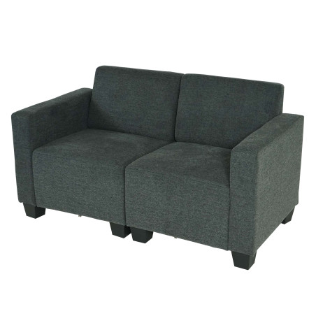 Canapé modulaire 2 places Couch Lyon, tissu/textile - gris anthracite