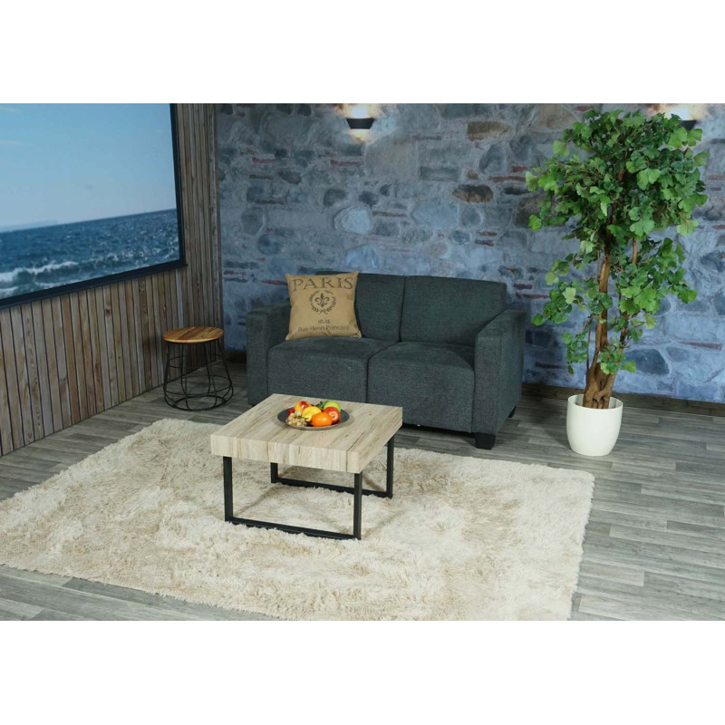 Canapé modulaire 2 places Couch Lyon, tissu/textile - gris anthracite