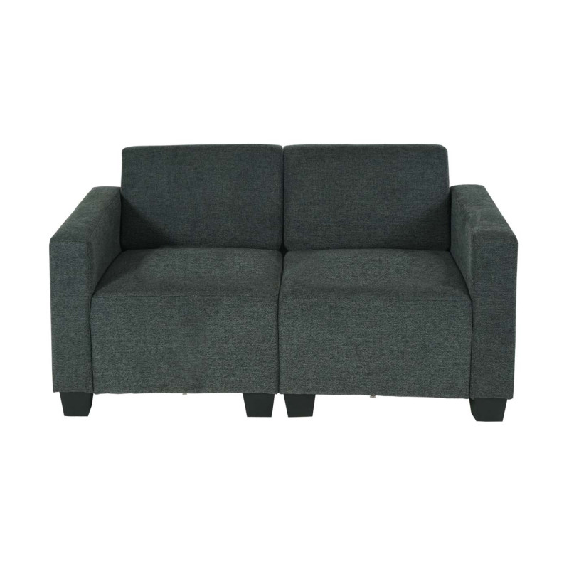 Canapé modulaire 2 places Couch Lyon, tissu/textile - gris anthracite