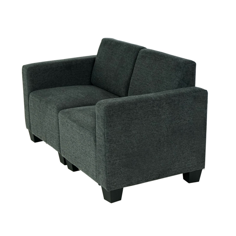 Canapé modulaire 2 places Couch Lyon, tissu/textile - gris anthracite