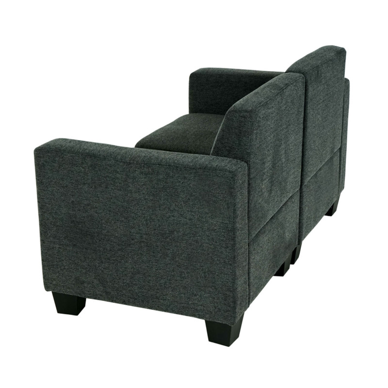 Canapé modulaire 2 places Couch Lyon, tissu/textile - gris anthracite