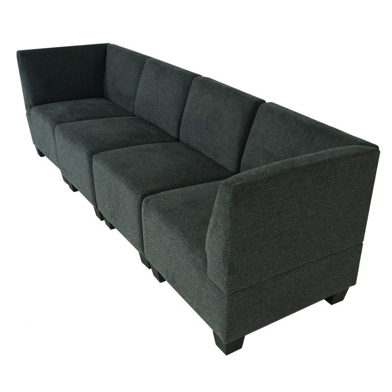 Modular Canapé 4 places Lyon, tissu/textile - gris anthracite, accoudoirs hauts