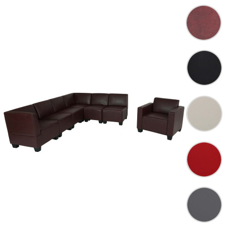 Modular Sofa-System Ensemble de canapés Lyon 6-1, similicuir - rouge-brun