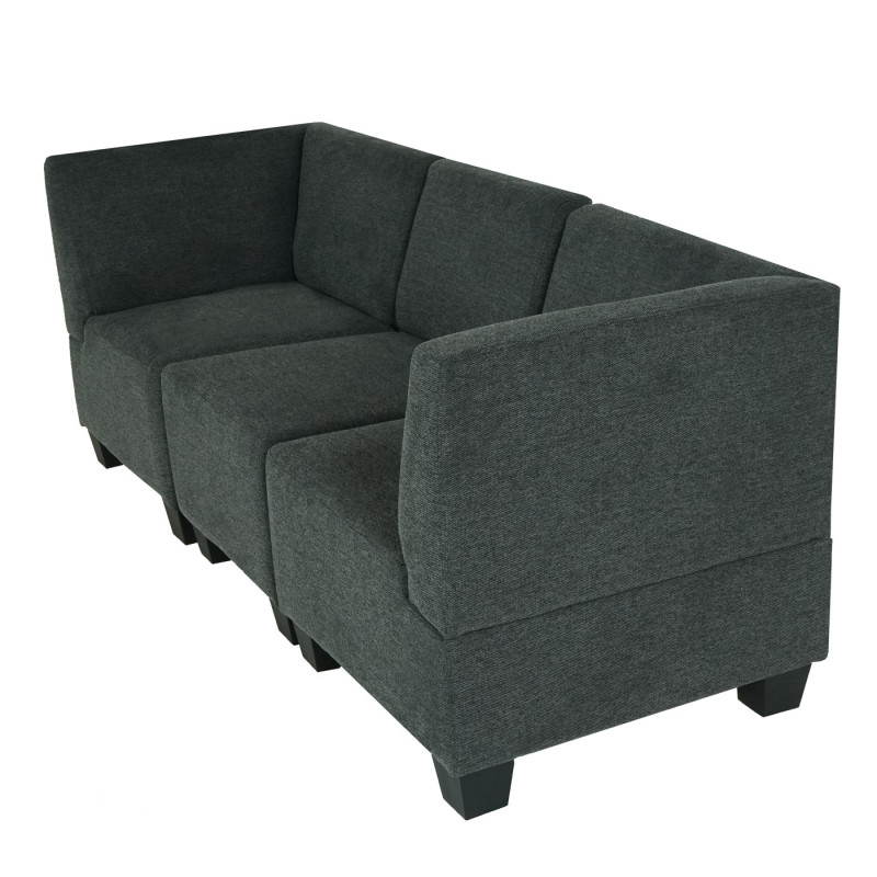 Modular Canapé 3 places Lyon, tissu/textile - gris anthracite, accoudoirs hauts