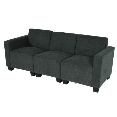 Canapé modulaire 3 places Couch Lyon, tissu/textile - gris anthracite