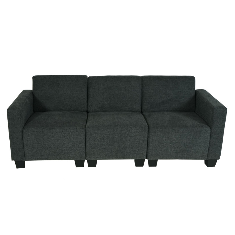 Canapé modulaire 3 places Couch Lyon, tissu/textile - gris anthracite