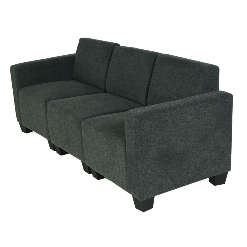 Canapé modulaire 3 places Couch Lyon, tissu/textile - gris anthracite