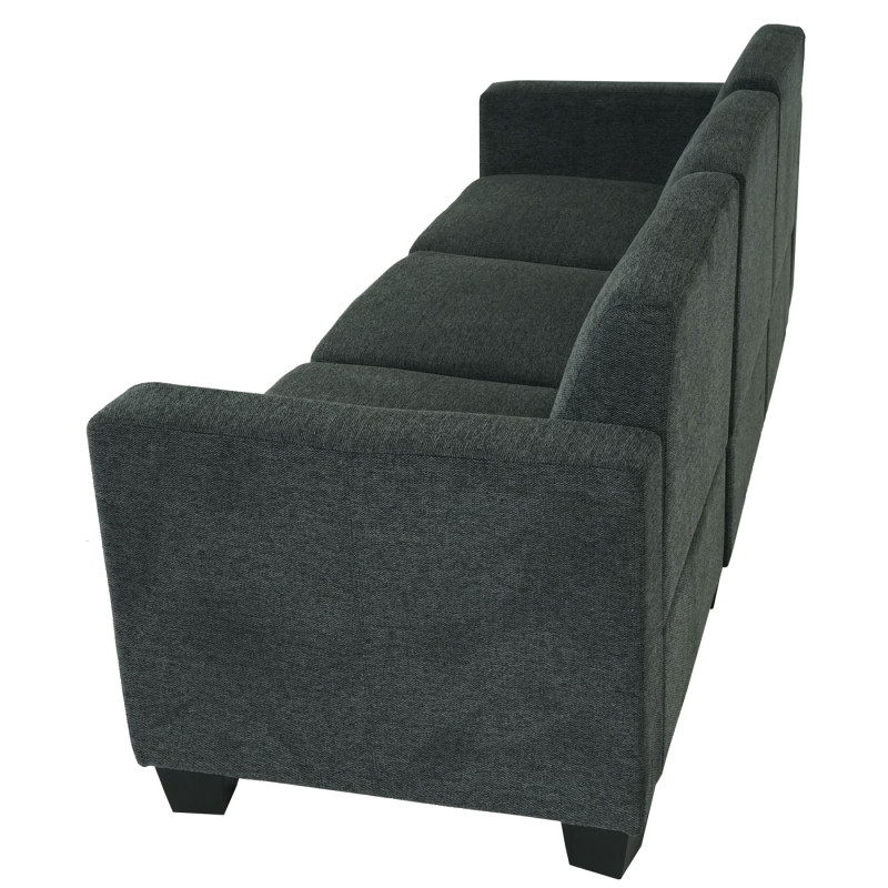 Canapé modulaire 3 places Couch Lyon, tissu/textile - gris anthracite