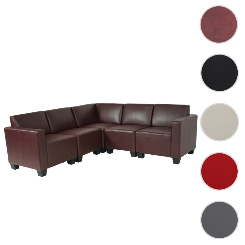 Modular Sofa-System Ensemble de canapés Lyon 5, similicuir - rouge-brun