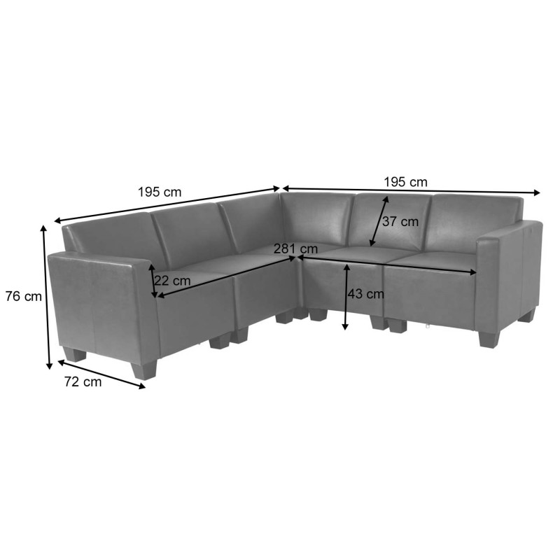 Modular Sofa-System Ensemble de canapés Lyon 5, similicuir - rouge-brun