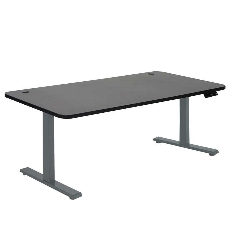 Bureau table d'ordinateur, hauteur réglable électriquement 160x80cm 53kg - noir, gris anthracite