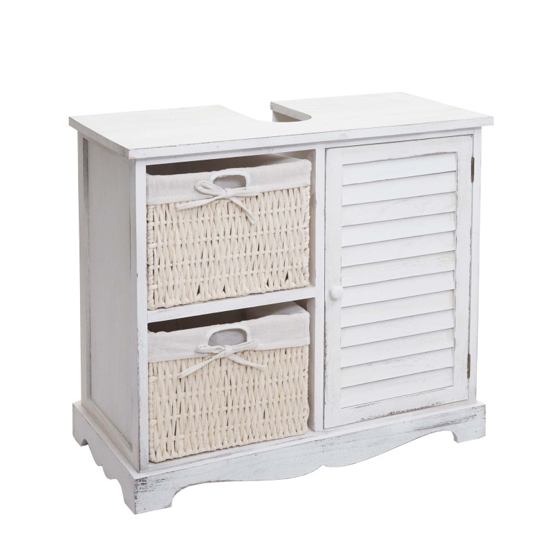 Meuble sous-vasque meuble sous-vasque de salle de bain 60x65x31cm - shabby blanc