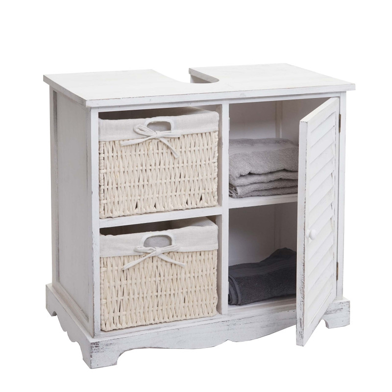 Meuble sous-vasque meuble sous-vasque de salle de bain 60x65x31cm - shabby blanc