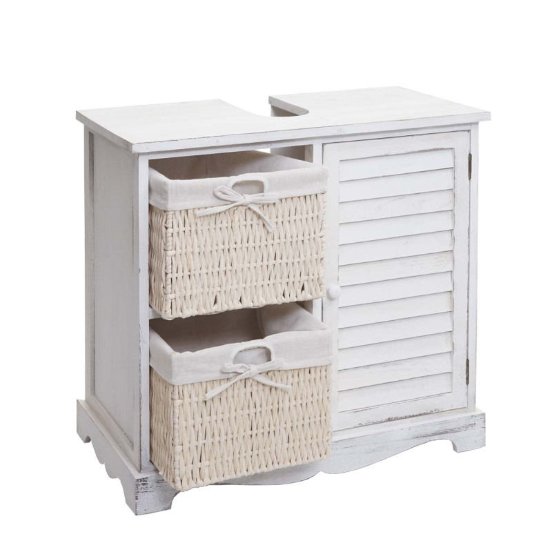 Meuble sous-vasque meuble sous-vasque de salle de bain 60x65x31cm - shabby blanc