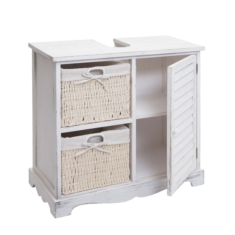 Meuble sous-vasque meuble sous-vasque de salle de bain 60x65x31cm - shabby blanc