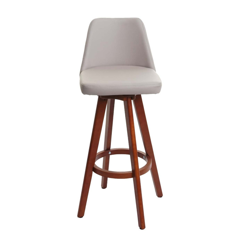 2x Tabouret de bar tabouret de bar tabouret de comptoir, bois simili cuir pivotant - taupe