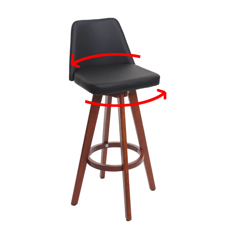 2x Tabouret de bar tabouret de bar tabouret de comptoir, bois simili cuir pivotant - noir